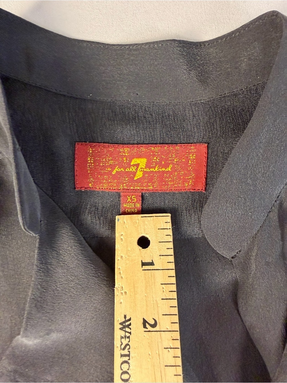 100% Silk Seven For All Mankind Black Blouse Size XS - Picture 7 of 10